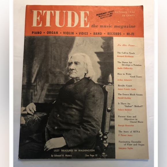 Etude Other - Etude The Music Magazine October 1954 Piano Records, Band Sheet Music Vintage